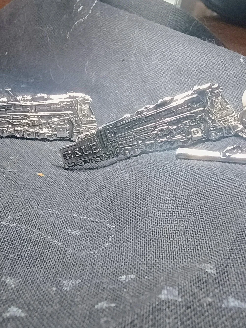 Vintage Train Cufflinks And Pearl Tie Tac